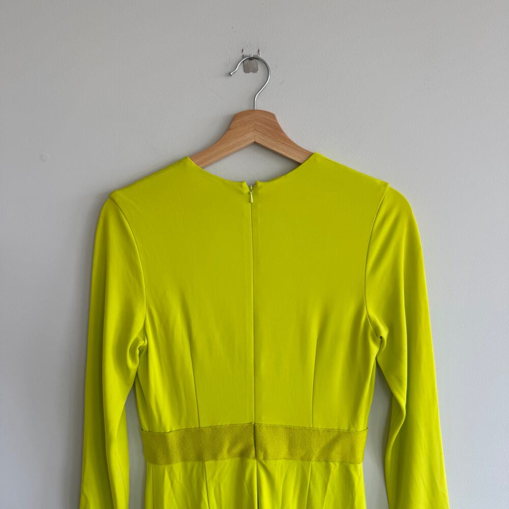 Cushnie Et Ochs Neon Deep V-Neck Midi Evening Dress Yellow 6 - Picture 9 of 9